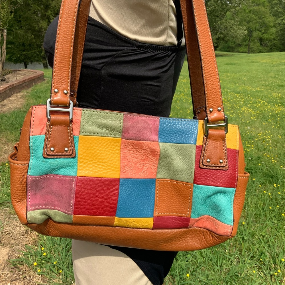 Fossil Multicolor Patchwork Leather Shoulder Bag … - image 4